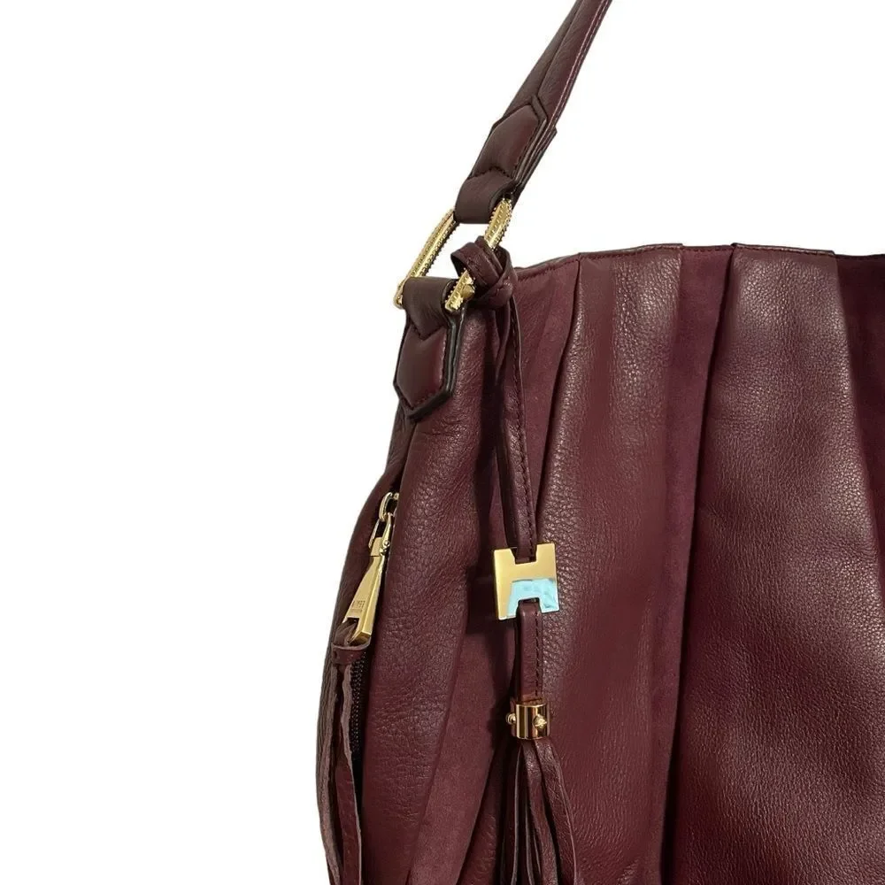 Aimee Kestenberg Tuscany Burgendy Pebble Leather Hobo Bag